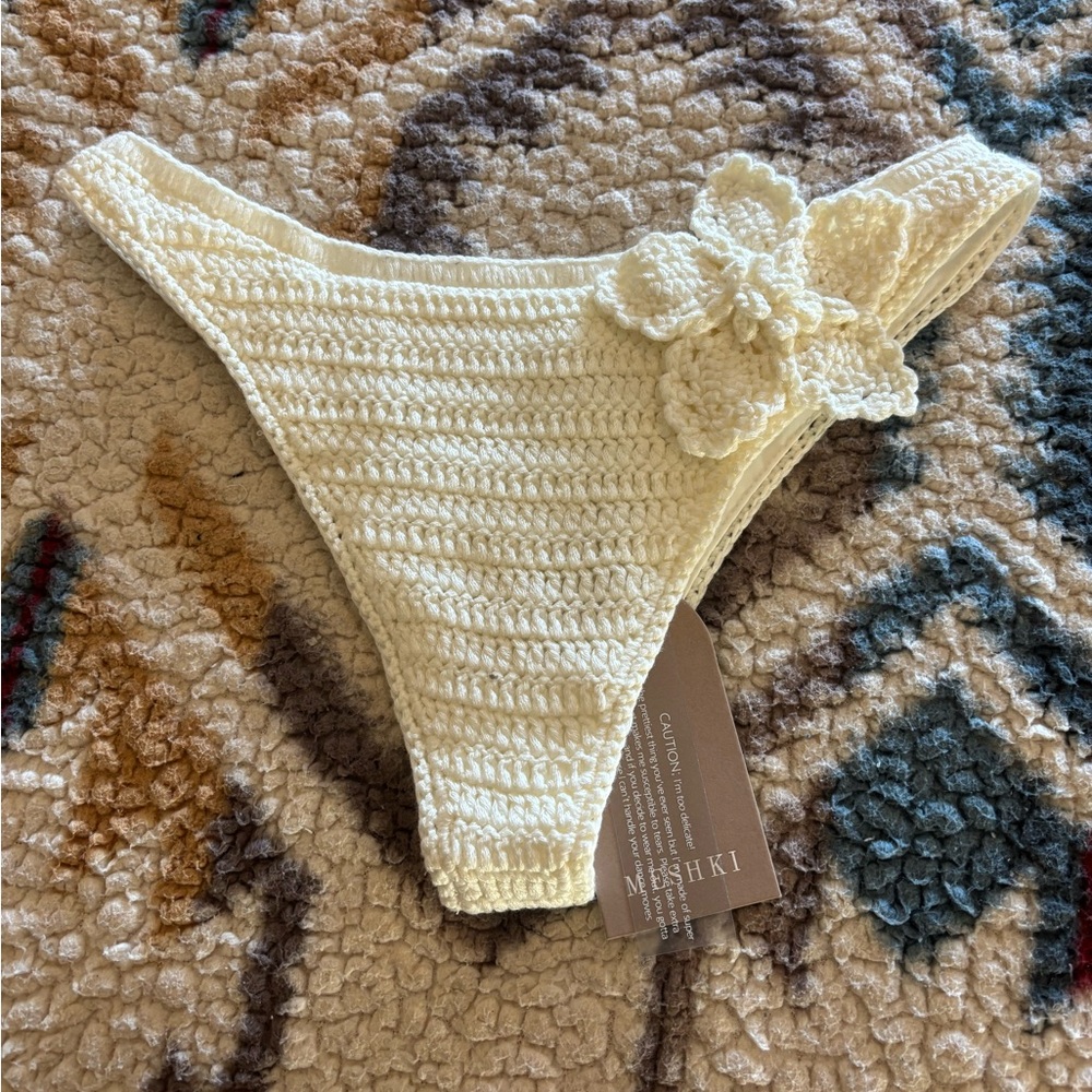 NWT Meshki Cream Crochet Bikini Bottom Size M